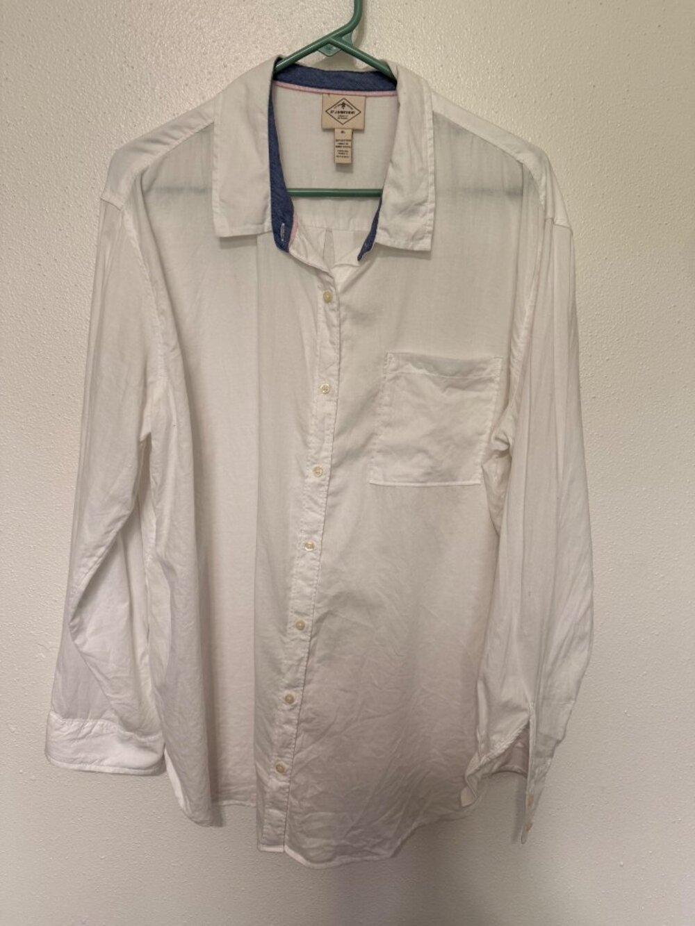 St John's Bay Button Up Shirt White L/S Lightweight Womans XL